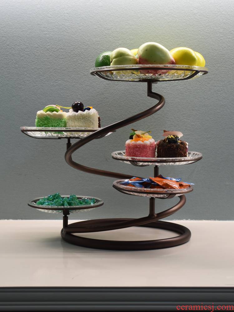 Ou, wrought iron multilayer fruit bowl cake frame creative heart of sitting room afternoon tea tray was wedding snack in northern Europe