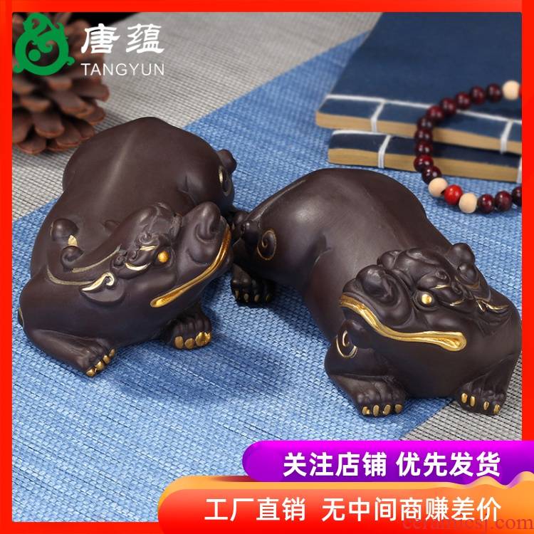 Boutique purple sand tea pet furnishing articles lucky the mythical wild animal can keep the young monk and the duke guan urine Eva kung fu tea tea tray table accessories