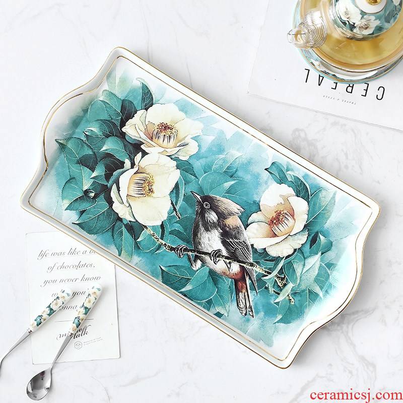 Cuckoo rural wind rectangle ceramic cups pallet creative tea cake for household adornment fruit bowl