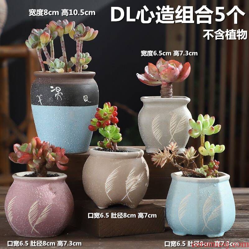 Fleshy coarse pottery flowerpot ceramic creative move meat meat the plants breathe freely special offer a clearance of large diameter in the small pot