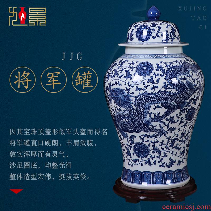 Jingdezhen blue and white porcelain hand - made ceramics new Chinese be born the general pot of home sitting room hotel large decorative furnishing articles