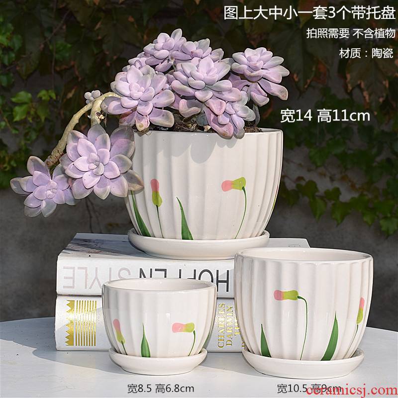 Flowerpot ceramic oversized special offer a clearance other plastic meaty plant bracketplant creative move with tray package mail