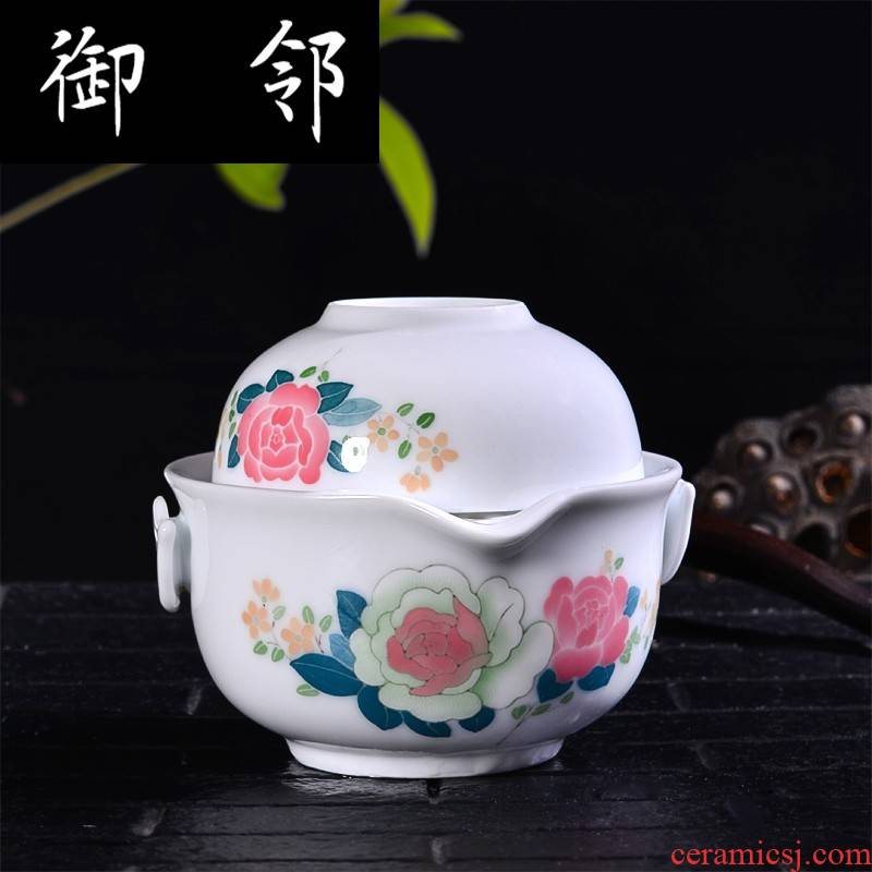 Under the liling glaze colorful porcelain crack cup a pot of grasp on a pot of portable travel tea set