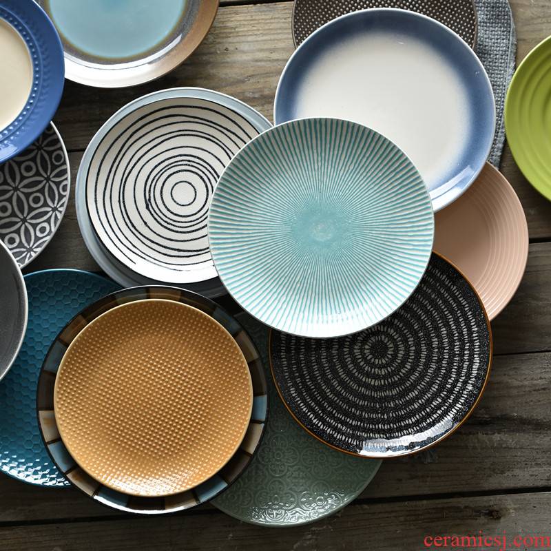Art home 8 "move Japanese - style tableware dinner plate creative home plate round steak ceramic plate plate plate