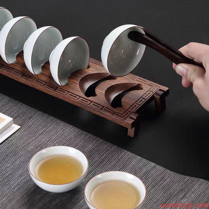 T receive Chinese tea cup rack shelf bamboo cup dual - use cup frame folding drop tea tea set with zero
