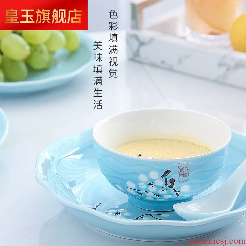Five hj dishes suit household contracted four Japanese people eat bread and butter plate combination of jingdezhen porcelain ipads ceramics tableware