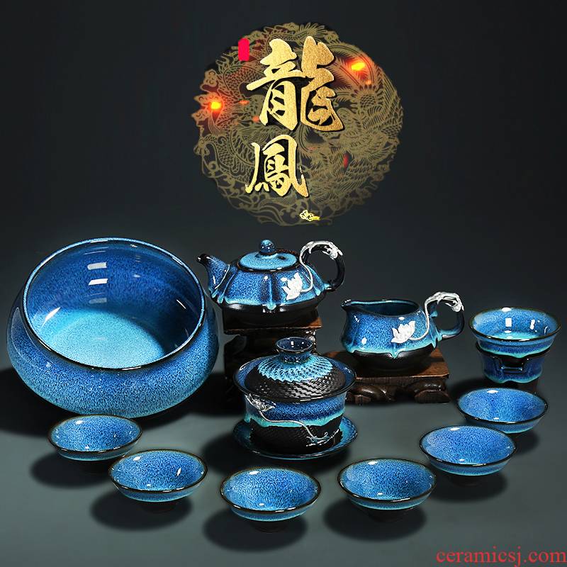 Build light tea set household kung fu coppering. As silver teapot ceramic cups teapot GaiWanCha dish of tea accessories