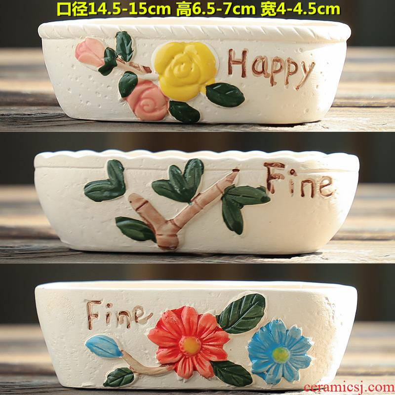The Fleshy flowerpot ceramic special offer a clearance of large diameter coarse pottery breathable absorbent meat meat platter combination flower pot the plants
