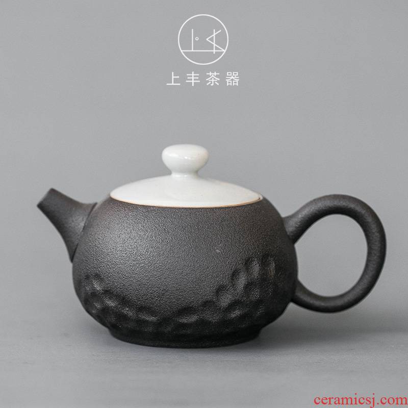 An Abundant ceramic black pottery teapot on Japanese traditional old - fashioned frosted trumpet dehua restoring ancient ways with handles small single pot