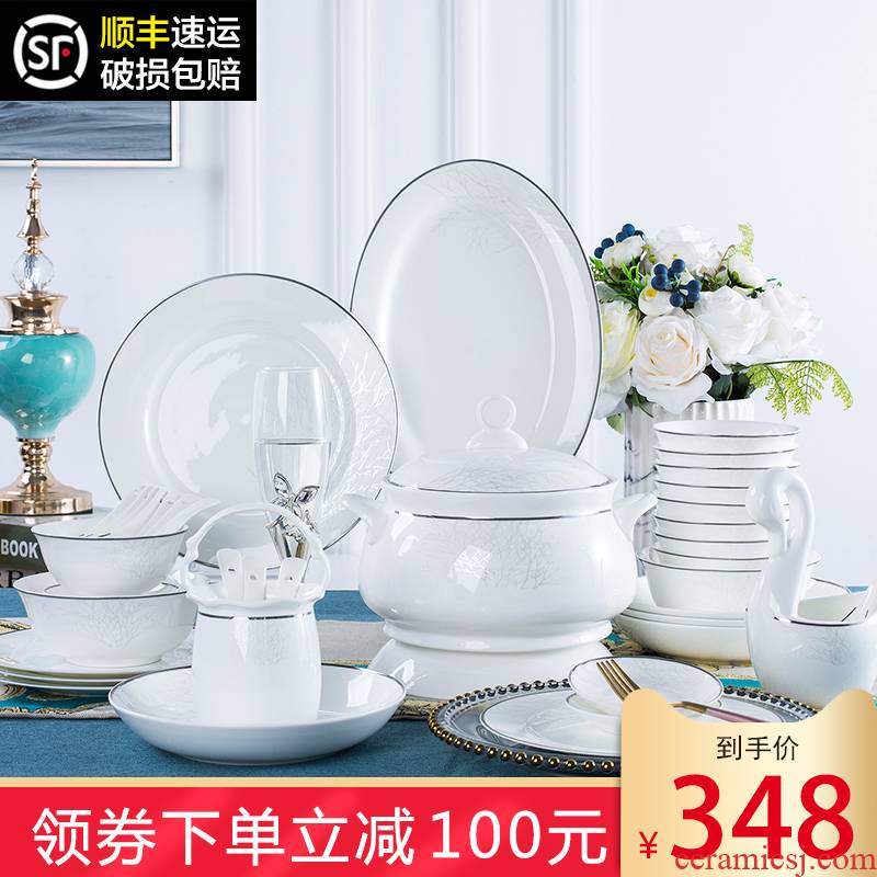 Dishes suit household jingdezhen European ceramic tableware to use ipads porcelain plate sets Dishes gifts