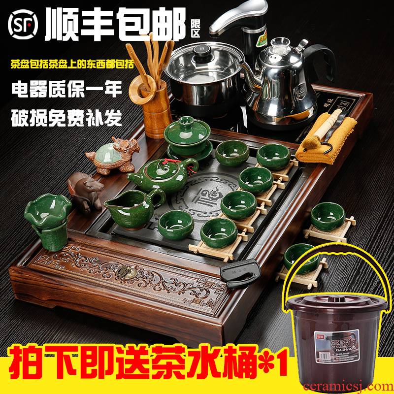 Sea make automatic electrical household solid wood tea tray of a complete set of violet arenaceous kung fu tea set suit to ultimately responds the teapot tea cups