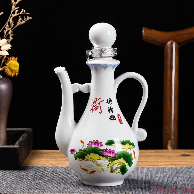 Jingdezhen liquor bottle seal household bottle porcelain flask of single pot of Chinese style gifts wine suit 1 catty