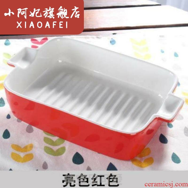 Dessert fruit bowl dishes microwave ceramic ears tableware rectangular baking oven rice bowl dish plate of a large breakfast