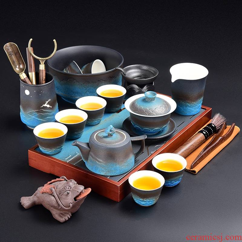 Hk xin rui Japanese zen made pottery tea suit household kung fu tea tea tray of a complete set of reservoir type dry terms plate