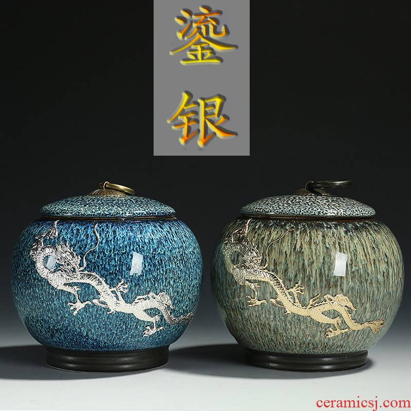 Build the red glaze, tasted silver gilding ceramic tea pot kung fu tea set large storage sealed packaging tea tea