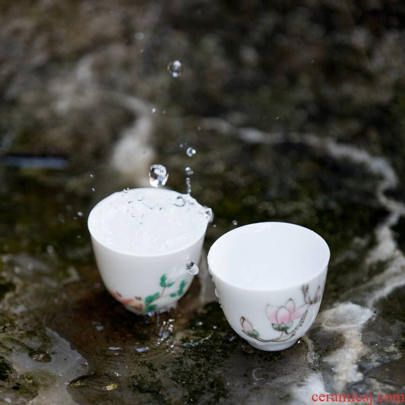 Vegetation school ceramics painting sample tea cup white porcelain single CPU master cup painting kung fu noggin taste a cup of tea accessories