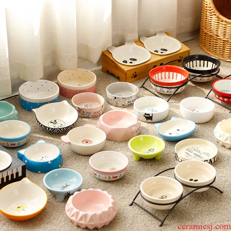 Royal vigour pet bowl kitten cat commodity double bowl cat bowl basin to the short use ceramic basin of cat food