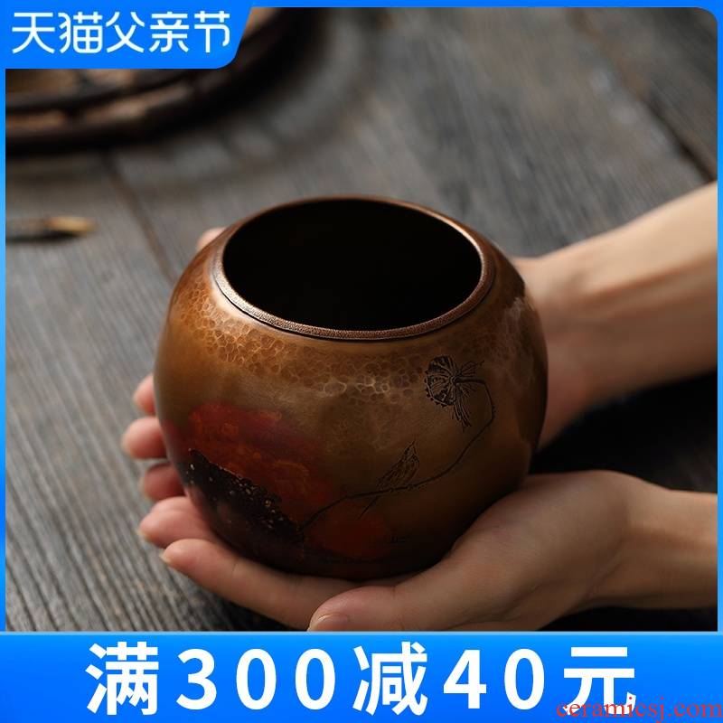 "Treasure hall built water pure copper silver kung fu tea by hand wash water jar flow dross barrels of household water bucket of tea set spare parts