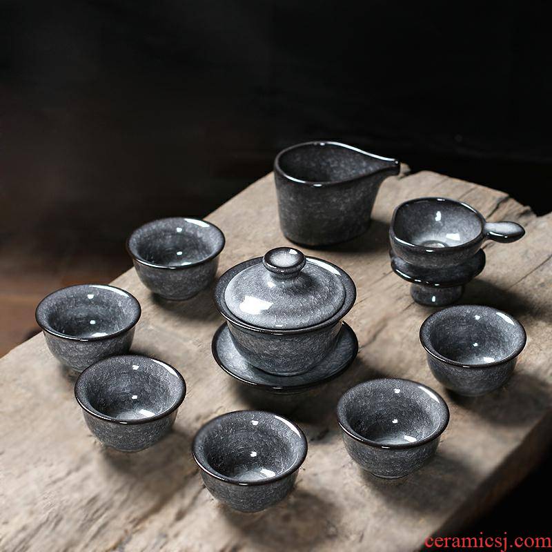 Ceramic kung fu tea set manual elder brother up with celadon tureen tea cups of a complete set of ice to crack the make tea with household gifts