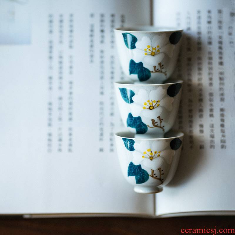 Vegetation school ceramics hand - made teacup archaize your up manual sample tea cup kung fu tea tea bowl, small cup