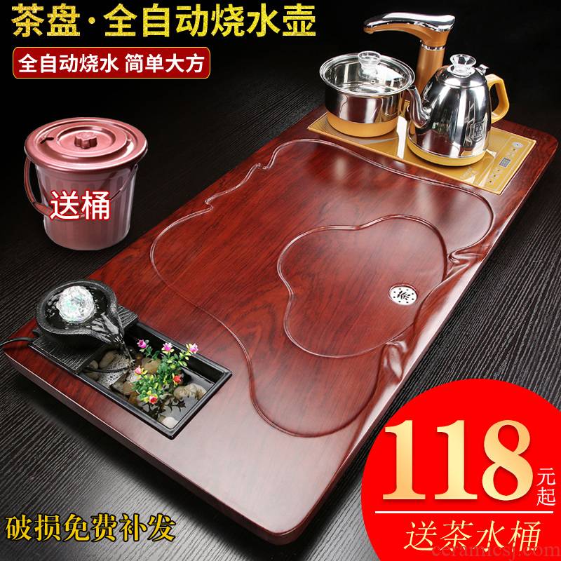 Office tea table home water solid wood tea tray sets electric magnetic furnace automatic pallet contracted sitting room