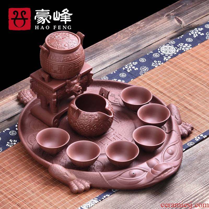 HaoFeng violet arenaceous spittor tea tray tea set suit household saucer tea tea sea drainage of a complete set of kung fu tea set