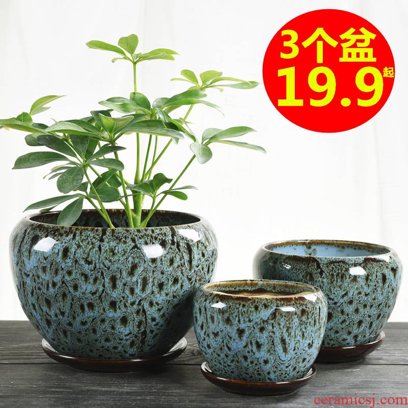 Flowerpot ceramic large special offer a clearance with tray bracketplant contracted creative other small fleshy meat meat the plants flower pot