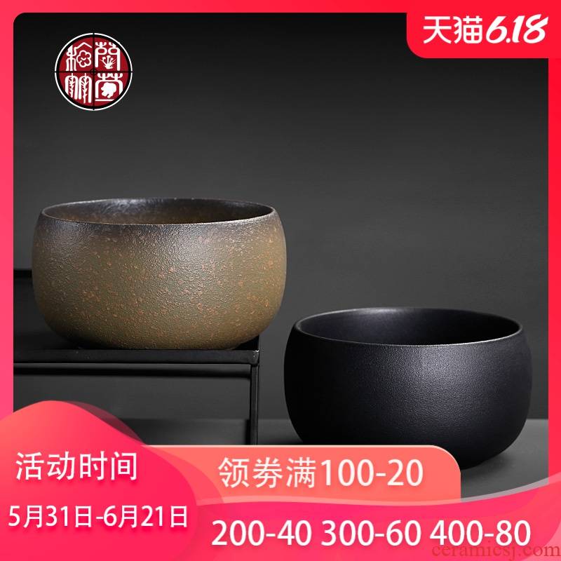 Tea to wash to the ceramic household large Japanese built water coarse pottery meng writing brush washer archaize Tea wash cup of black pottery vessels