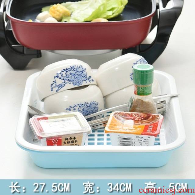 The Large size PP plastic household square double hot pot dish xiancai basins glass cup tray laden fruit drop
