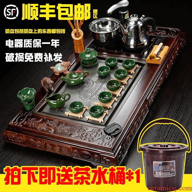 Hai make contracted sharply solid wood automatic tea tray tea table of a complete set of household ceramics kung fu tea, tea sets