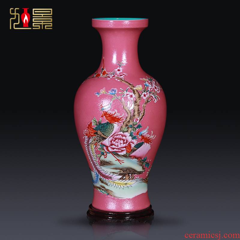 Jingdezhen famille rose porcelain vase trumpet furnishing articles sitting room TV ark, flower arranging water raise flower decoration