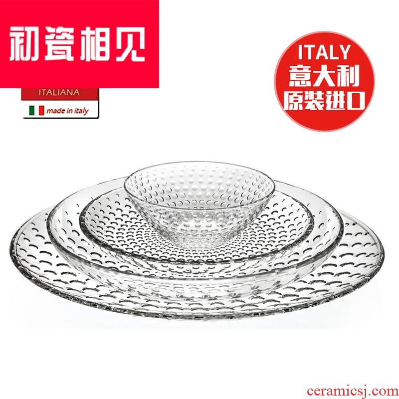 Italy porcelain meet early large fruit bowl crystal glass disc European fruit basin tableware household salad bowl
