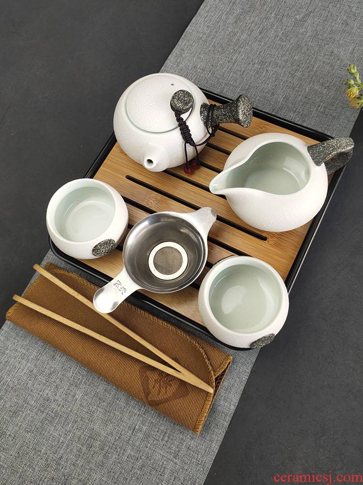 Snowflakes household utensils suit small sets of kung fu Japanese contracted teapot teacup ceramic tea sets tea tray package