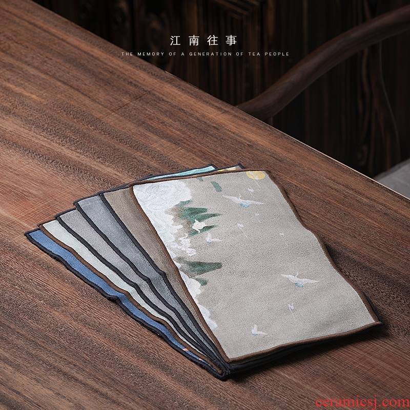 Jiangnan past double - sided velvet bibulous kung fu tea tea towels zen tea towel cloth with parts tea table cloth rags