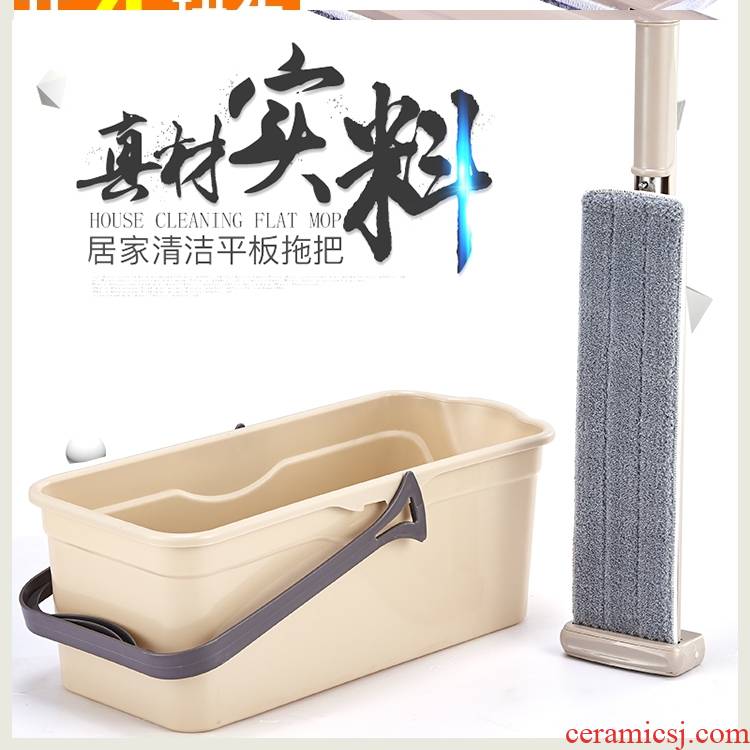 Large free hand flat mop 42 cm lazy since squeezed water spin mop floor tile household mop