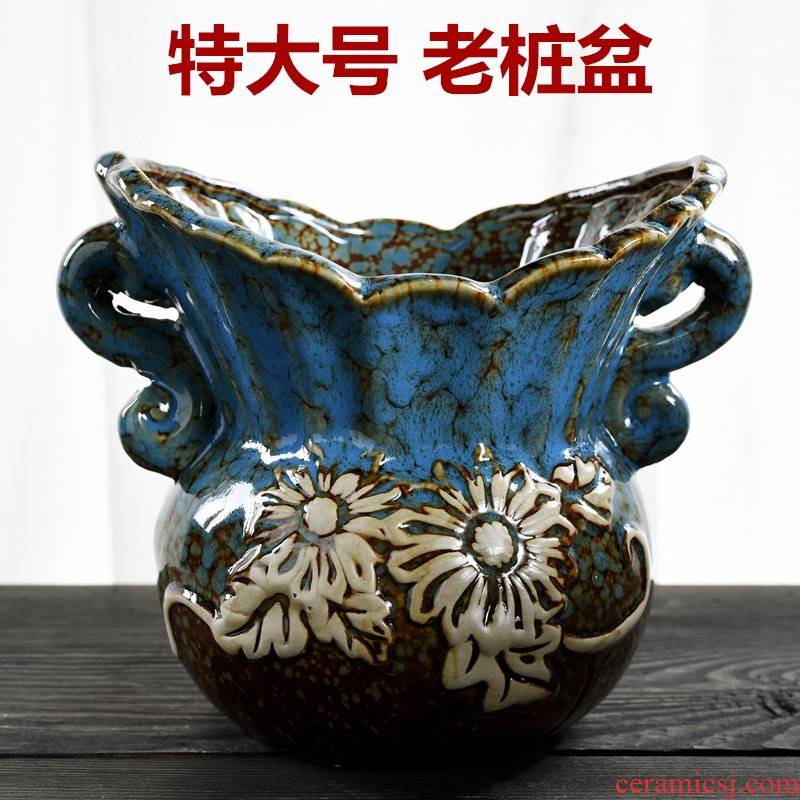 Old high pot large basin of creative move special offer a clearance package mail fleshy plant coarse pottery flowerpot more meat