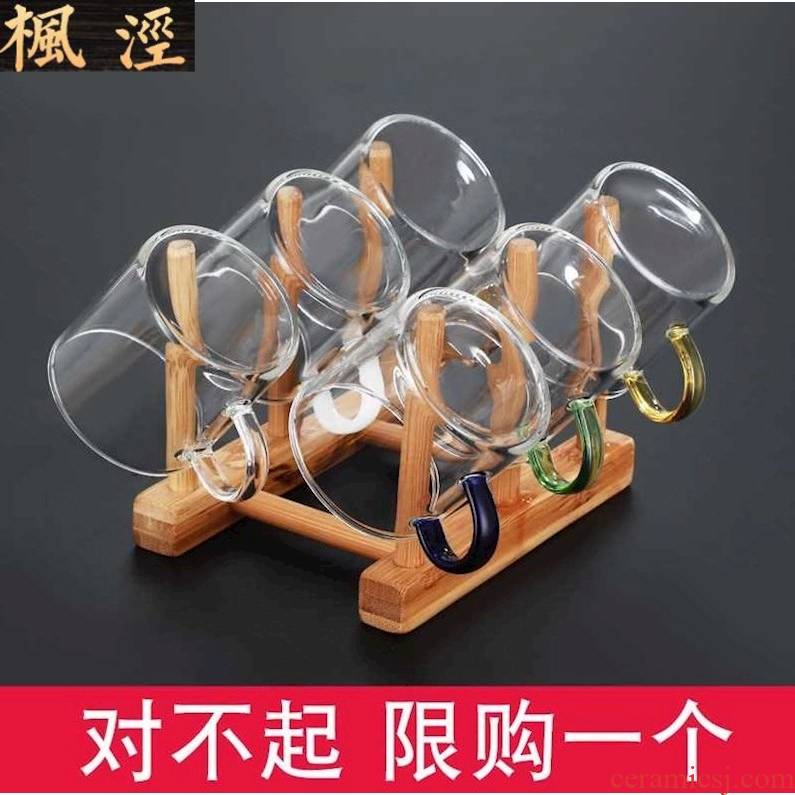 Creative glass cups heat - resistant household kung fu tea set transparent single master cup upset take 6