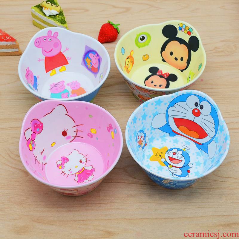 Children assist food bowl spoon, chopsticks tableware suit express cartoon pig baby drop students eat paggy melamine bowl