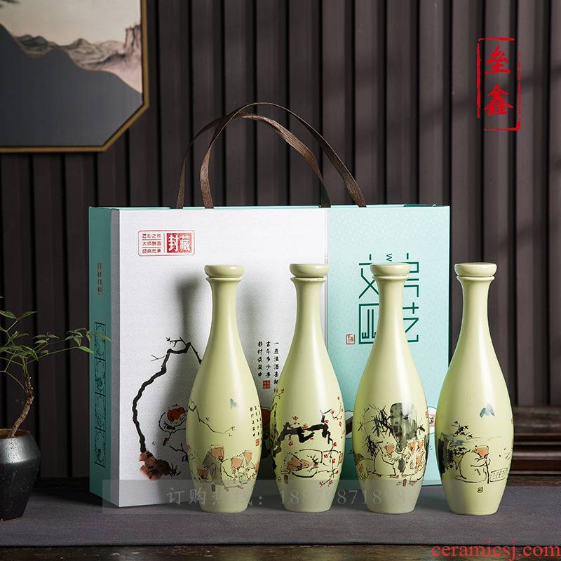 1 kg with an empty bottle of jingdezhen ceramic household sealed jar jar wine canned wine gift boxes