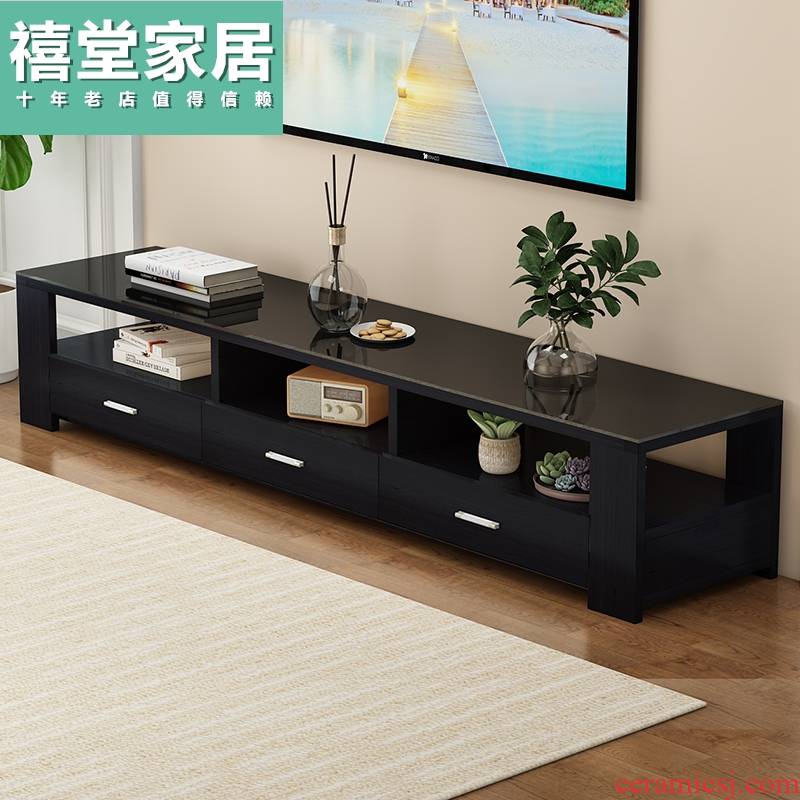 TV ark combination of I and contracted small family home sitting room tea table solid wood bedroom toughened glass TV cabinet