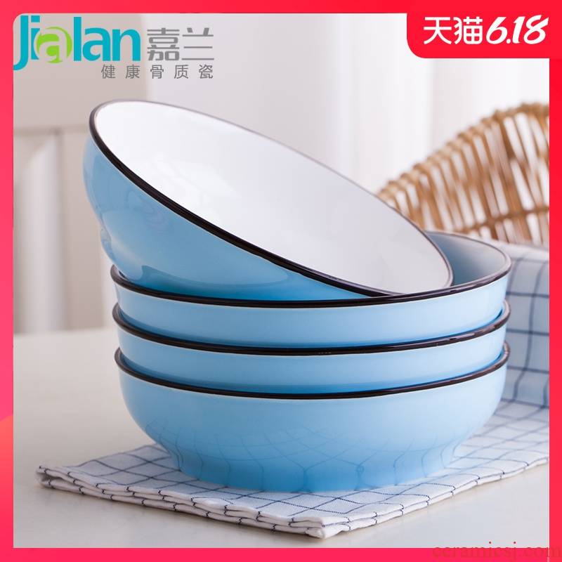 Garland ceramic dishes household FanPan can happens capacity shing soup plate deep dish Japanese contracted four pure color plate