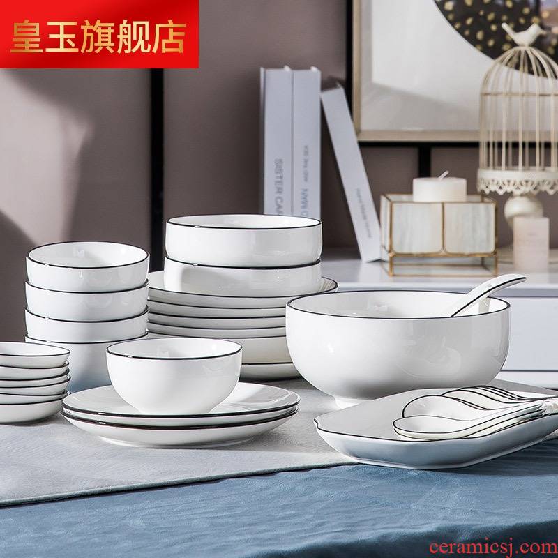 8 PLT jingdezhen Nordic tableware suit household Japanese dishes suit contracted the new ceramic bowl plate combination