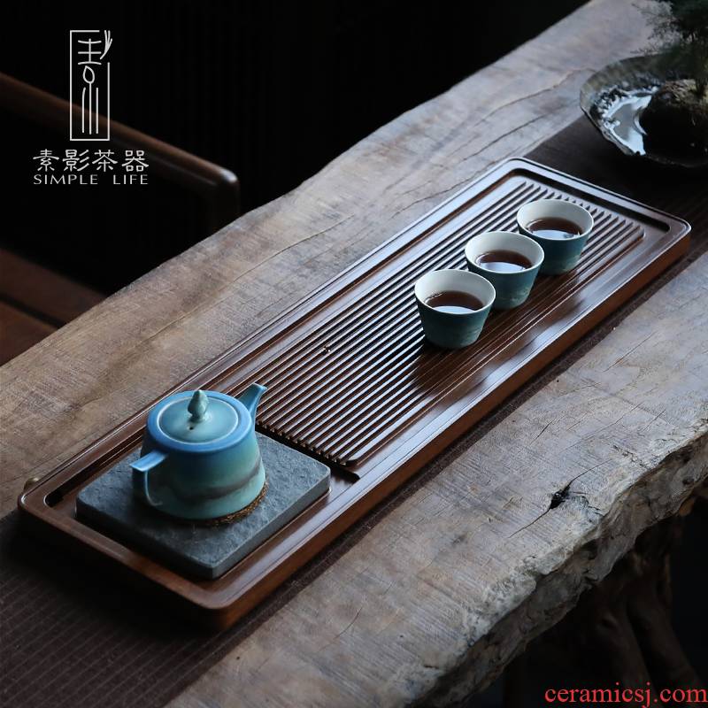 Shadow weight bamboo sharply stone tea tray was whole tablet household contracted drainage Japanese dry plate of solid wood, small tea table