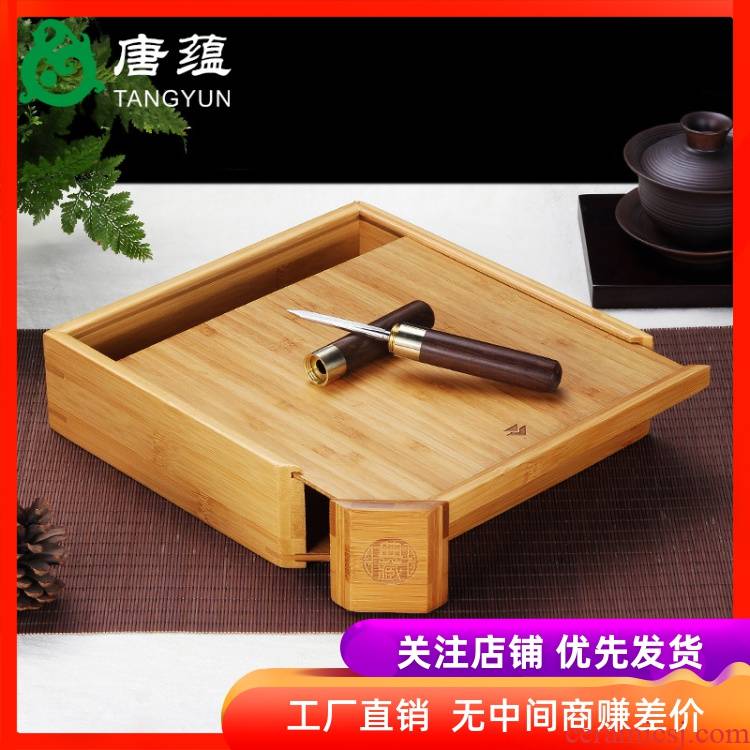 Pu - erh tea boxes tea cake tea storehouse tool shelf single drawer bamboo tea tray was kung fu tea accessories