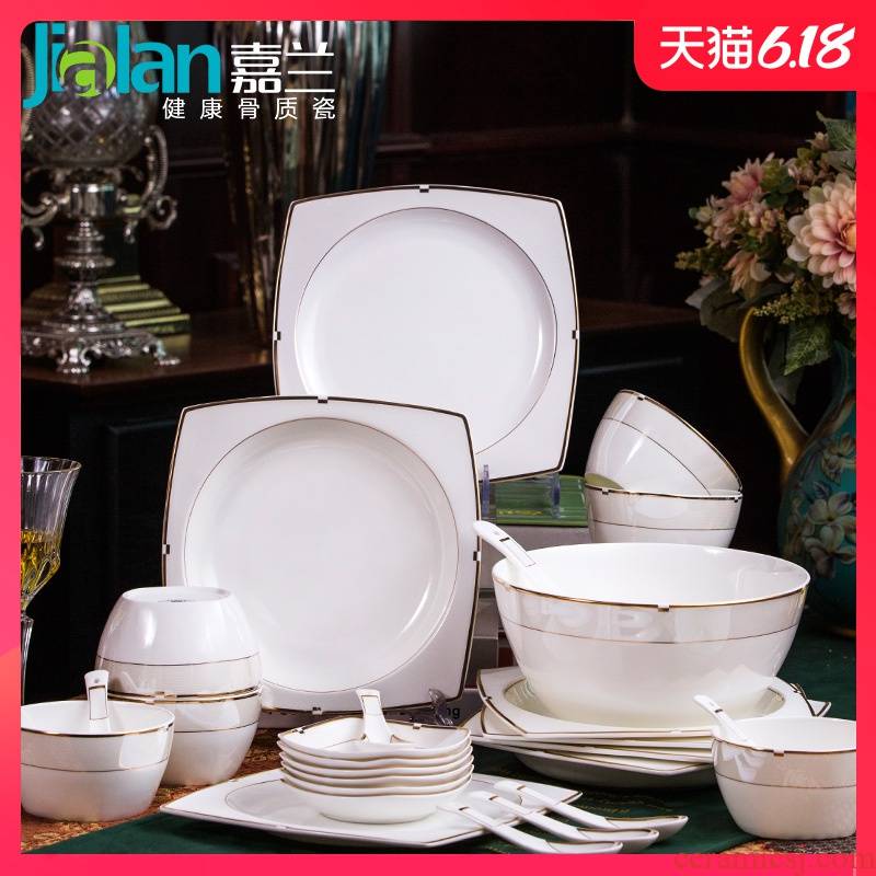 Garland ou bowl plates spoon, free collocation with European ipads porcelain tableware suit household ceramics large bowl of soup bowl