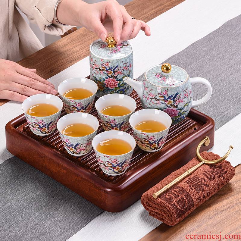 Japanese heavy bamboo tea tray up tea set teapot teacup small household contracted kung fu tea saucer