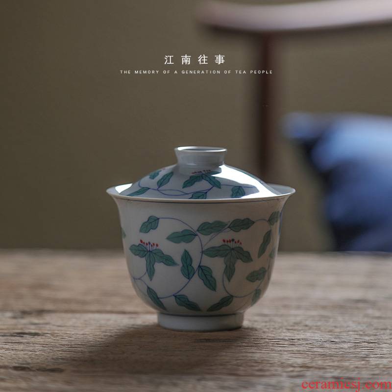 Jiangnan jingdezhen pure hand - made twinned trunks past small tureen Chinese style household ceramic cups kung fu tea bowl