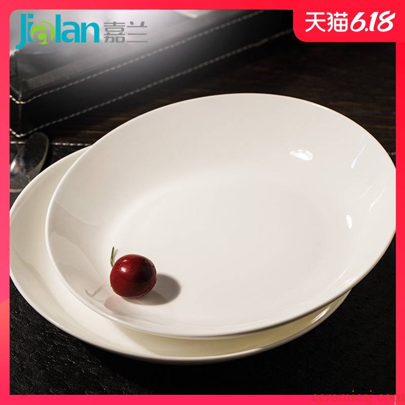 Garland ipads porcelain home plate flat soup plate FanPan square plate in pure white disc snack plate steak plate plate