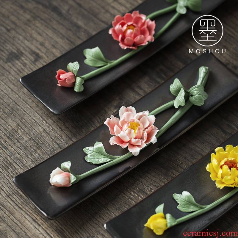 By hand for ceramic flower pen tea table decorations lotus flower peony refers to joss stick inserted tea pet furnishing articles
