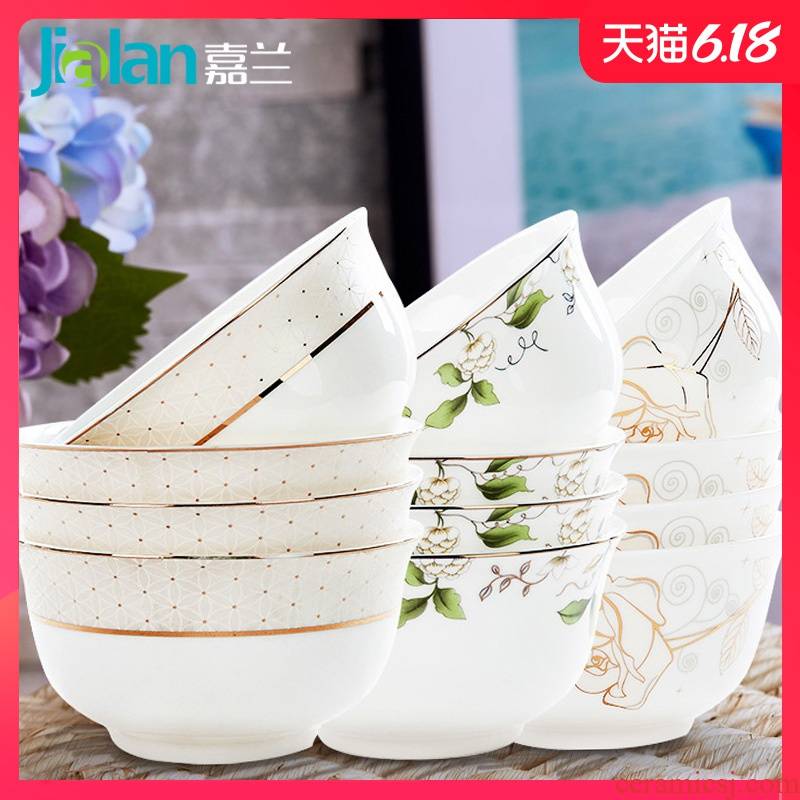 Garland ipads porcelain household jobs 10 install ceramic bowl set tableware to eat Chinese rice bowls microwave bowl